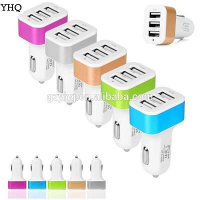 12v 24v 3port usb car charger portable mobile phone